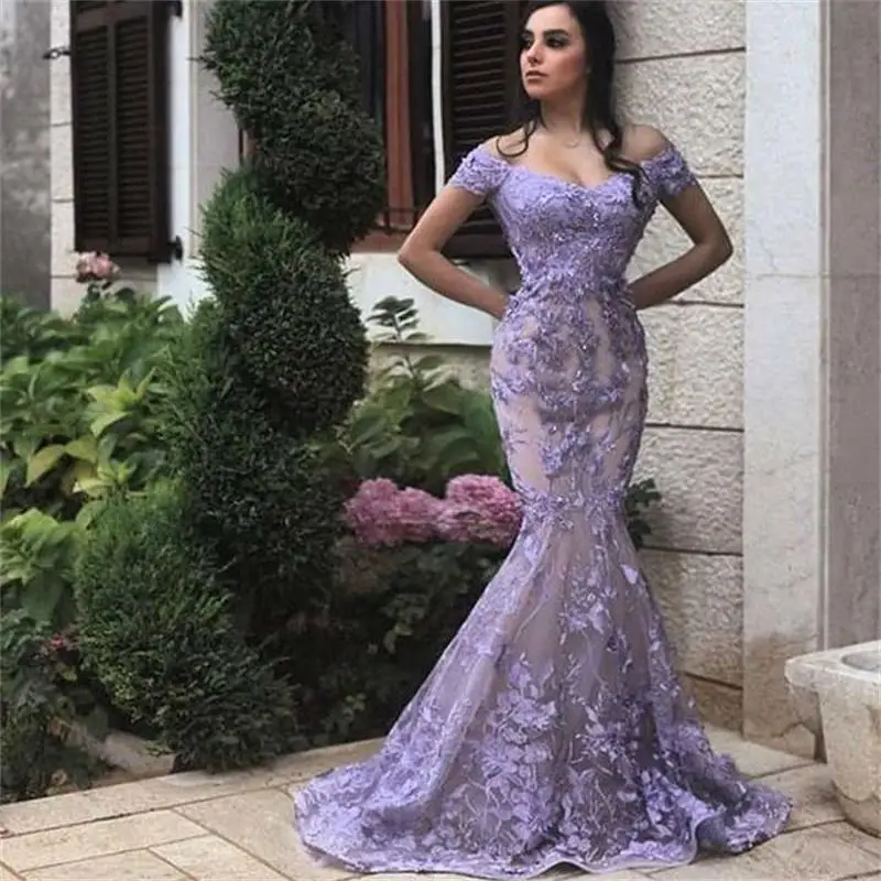 Шикарные светильник-фиолетовые платья с юбкой-годе для выпускного вечера со