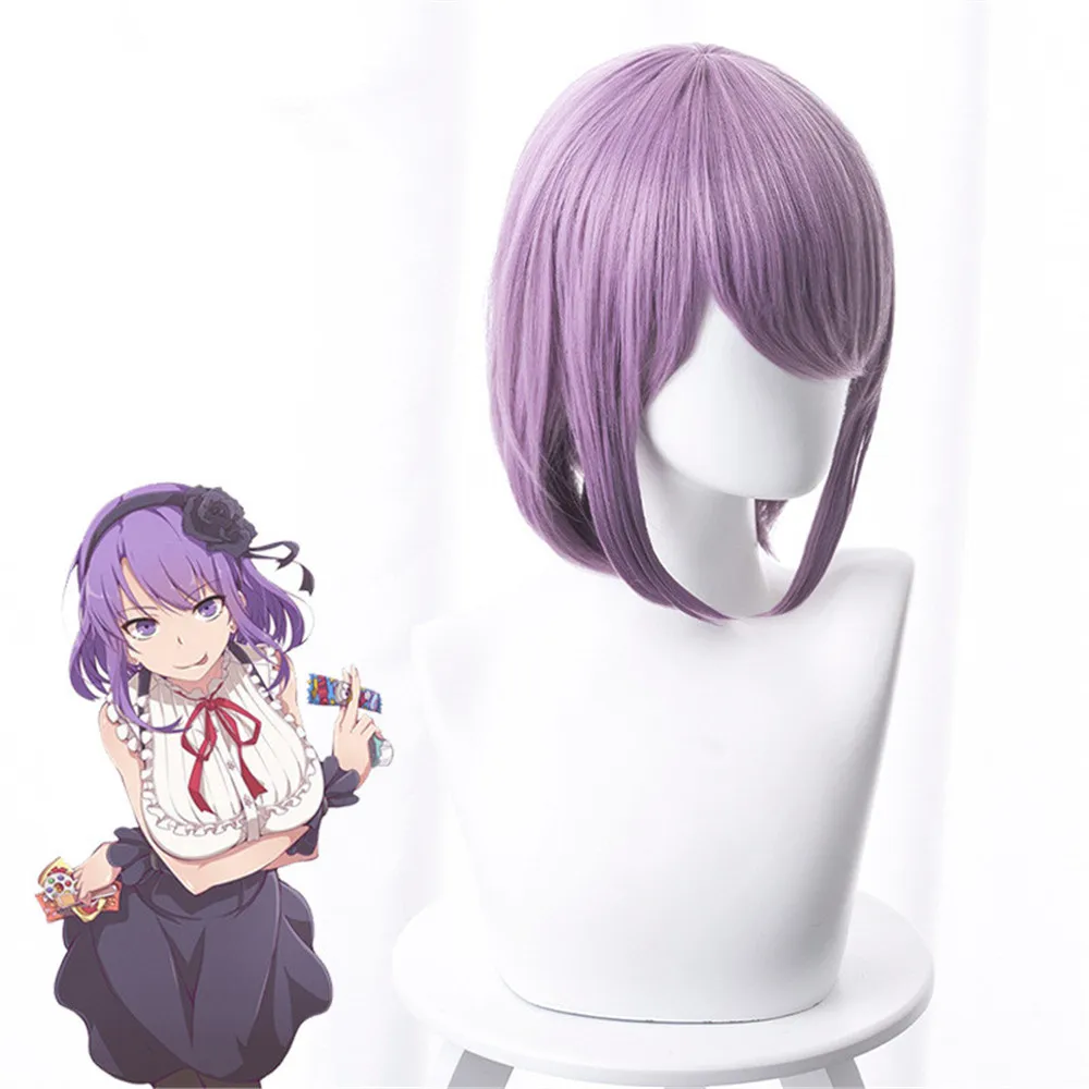 Фиолетовый короткий прямой высокотемпературный парик из синтетического волокна
