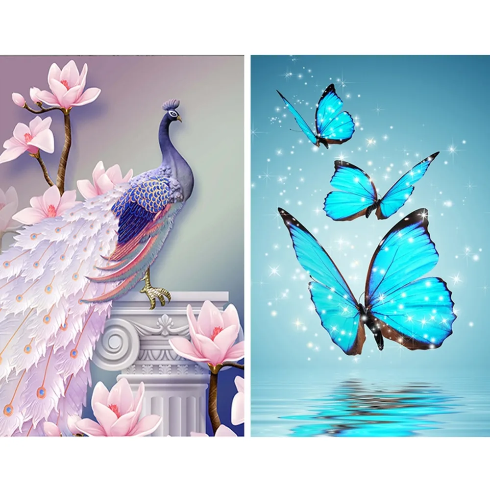 Частичная дрель павлин и бабочка 5D алмазная картина наборы Бабочка 25x40 см Павлин