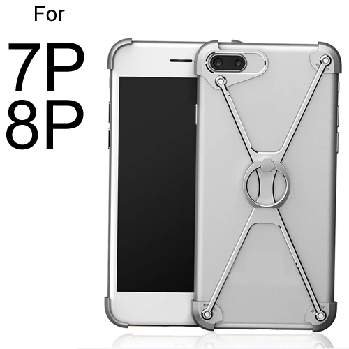 Бампер чехол для iPhone 7 8 Plus, тонкий алюминиевый металлический X-Frame телефон бамперы с кольцом держатель и винт - Цвет: For iphone 7 8 plus