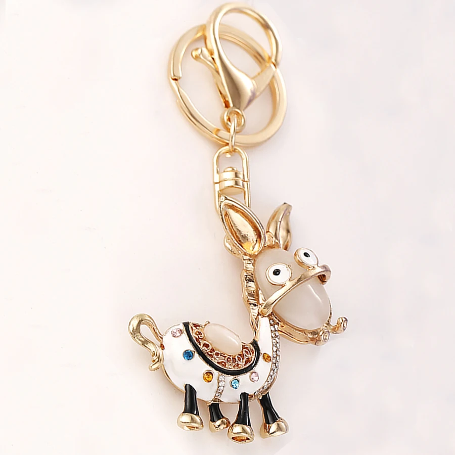 

Charm Crystal Animal Donkey Keychain Alloy Bag Keyring Women Keyfobs Chaveiros Creative Accessories Key Holder Gift R085