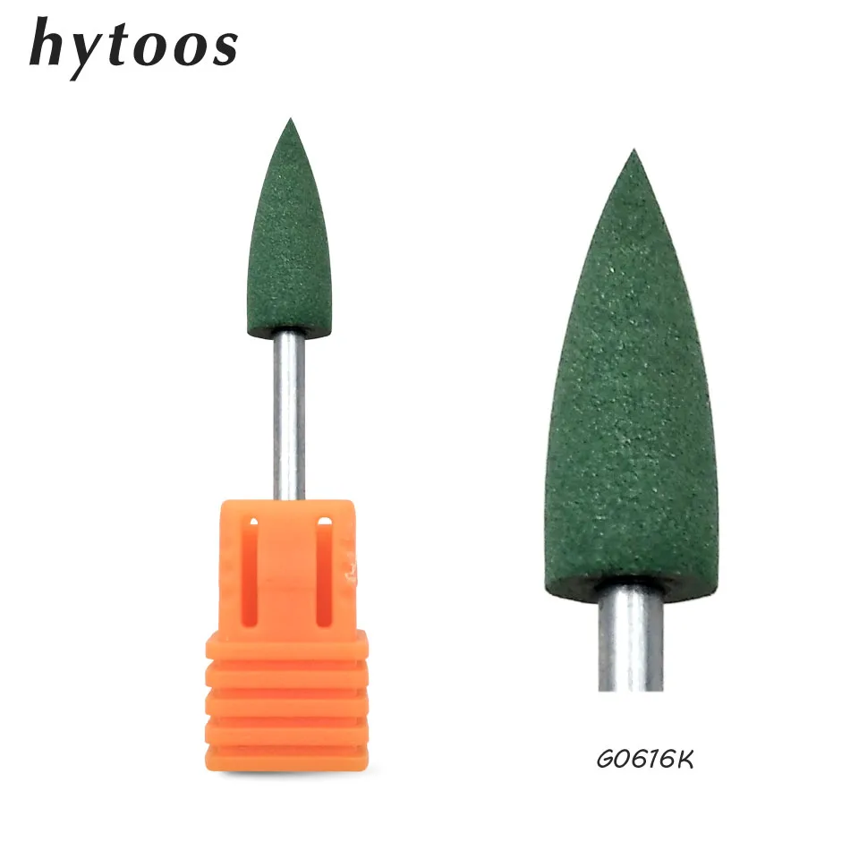 Green HYTOOS 6*16 мм конусное Силиконовое педикюрное сверло 3/3" роторные сверла для маникюра, аксессуары, Tools-G0616K для полировки ног - Цвет: Green