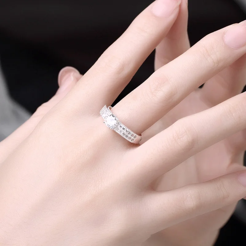 

Royal jewelry Silver Color ring white cubic zirconia Gift Party Anniversary Engagement Wedding Ring for women R2136