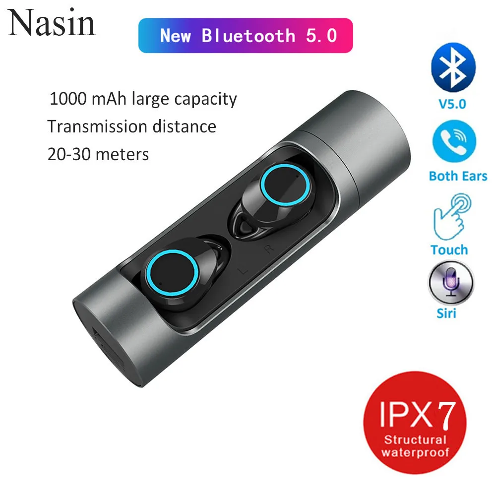 Беспроводные наушники Nasin Touch TWS X8 Bluetooth 5,0, водонепроницаемые наушники IPX7, гарнитура с зарядным устройством для Xiaomi IPhone huawei