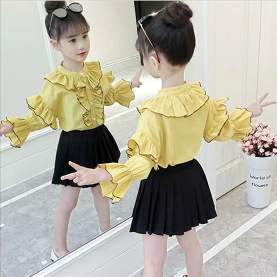 Купи Kids Baby Girls Clothes Autumn Shirts 3 Color Blouses Full Sleeve Tee Tops Blouse Children Girls Clothing For 4 6 8 10 12 Yrs за 659 рублей в магазине AliExpress