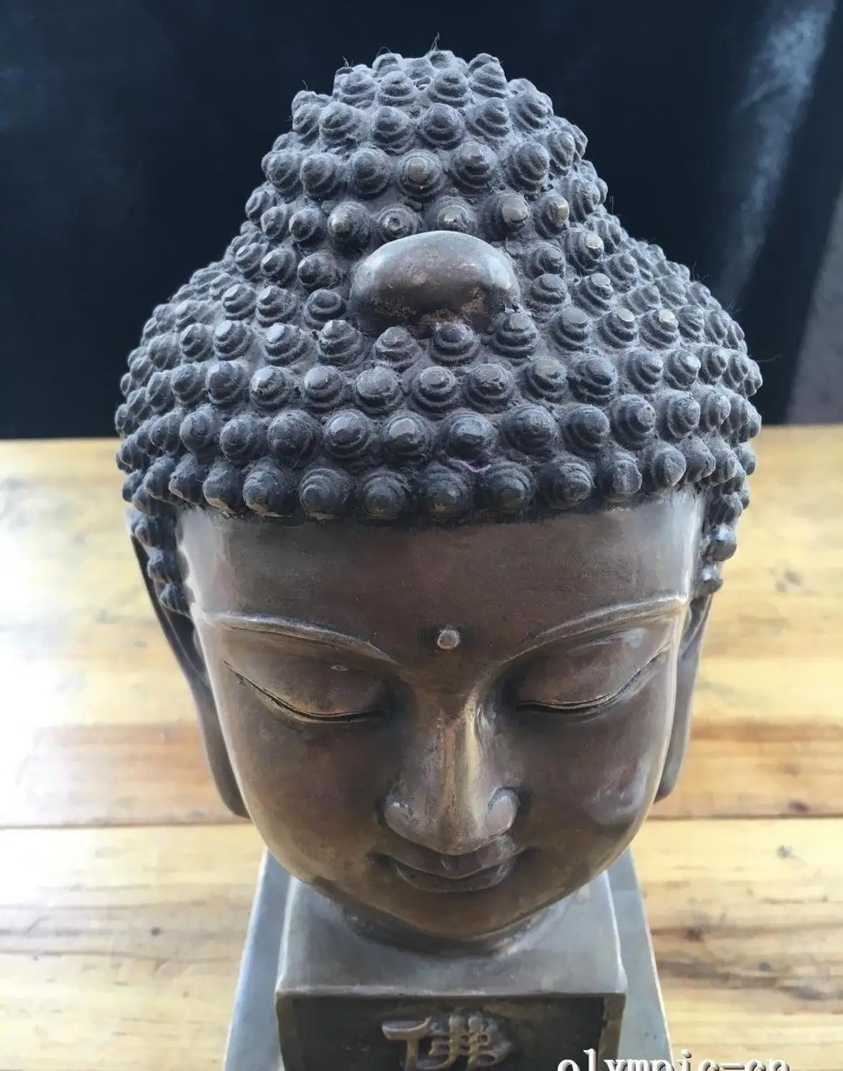 

10'' bronze sculpture buddhism Sakyamuni buddha head statue