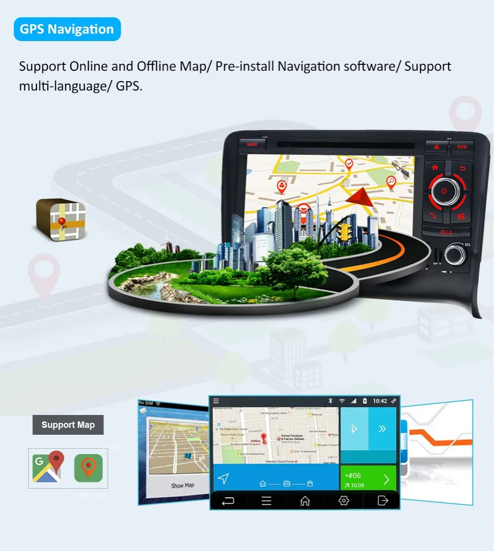 Восьмиядерный " 1024*600 2Din Android 9,0 радио gps для Audi TT MK2 8J 2006 2007 2008 2009 2010 2011 2012 автомобильный dvd-плеер gps радио