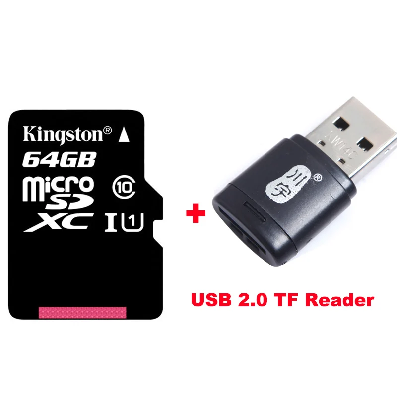 64GB Plus TF Reader Kingston Micro SD карты памяти 32 ГБ 16 ГБ 64 ГБ Class10 mini sd карты Class4 8 ГБ 16 ГБ с TF Card Reader для Android-смартфон - Емкость: 64GB Plus TF Reader
