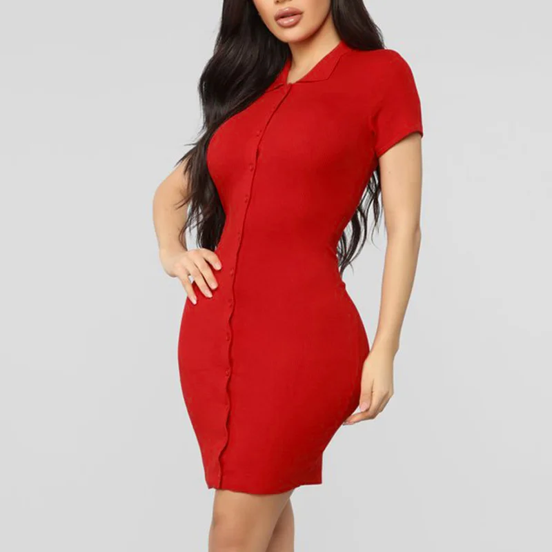 Женское платье модное однотонное тонкое сексуальное мини с короткими рукавами и