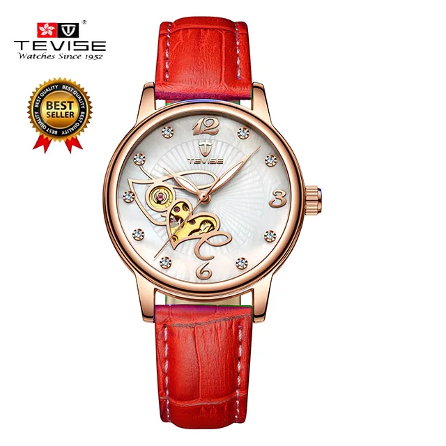 TEVISE автоматические часы для женщин механические время Фазы Луны модные