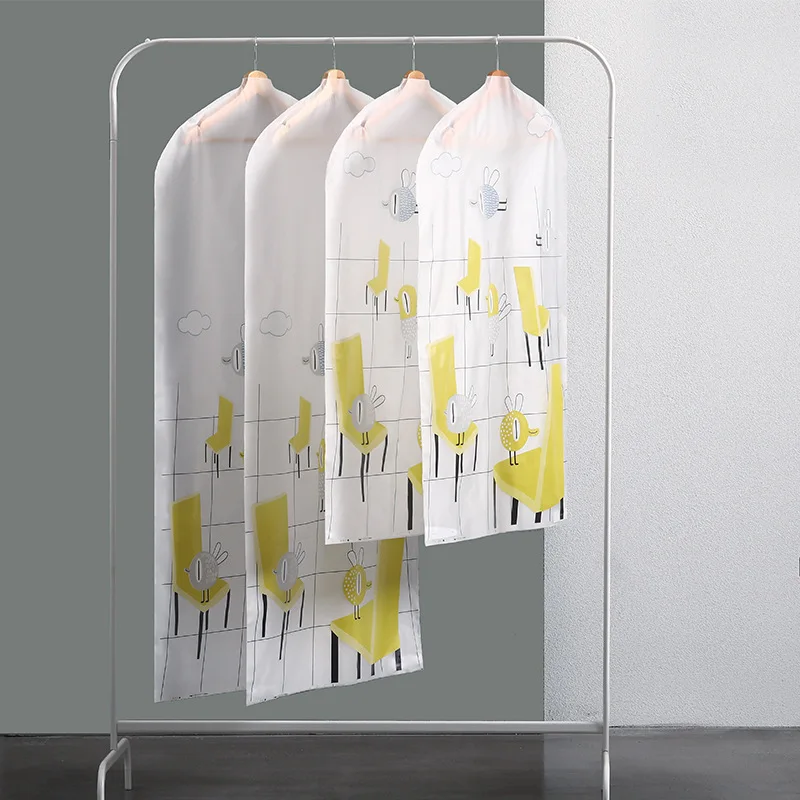 

Transparent EVA Printed Dust Cover Clothes Hanging Bags Home Suit Coat Dust Cover Storage Wardrobe Organizer