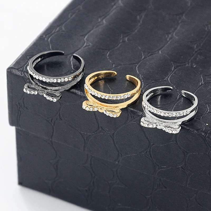 Женские Стразы бант костяшки пальцев средней длины открытые кольца разнослойное