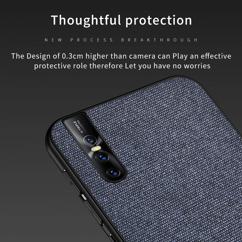 Тканевый чехол для Vivo V15 Pro мягкая силиконовая ткань жесткая задняя крышка из