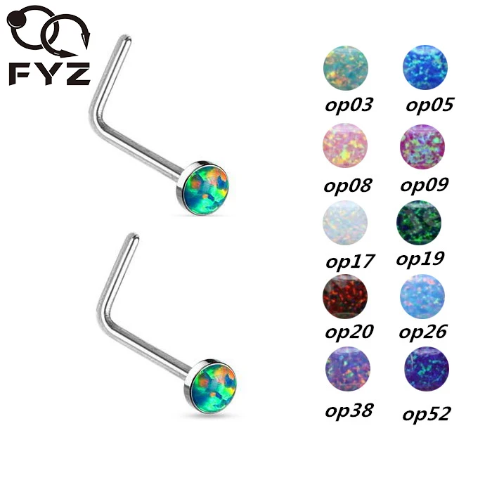 18 г 20 316L из хирургической стали опал L-образные винты для носа гвоздики кольцо