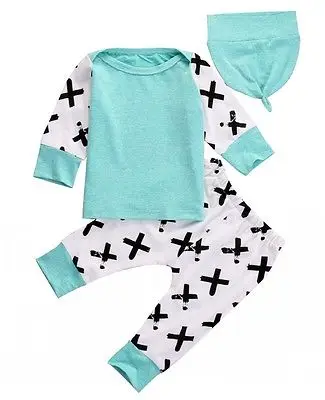 Одежда для новорожденных мальчиков и девочек футболка Топы + штаны леггинсы