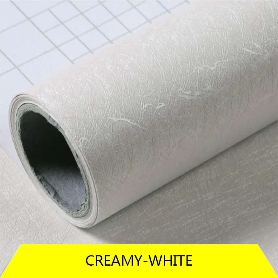 creamy white Шелковая текстура обои ПВХ самоклеющиеся настенные стикеры Современный домашний декор спальня гостиная фон стены водонепроницаемый стикер s - Цвет: creamy white