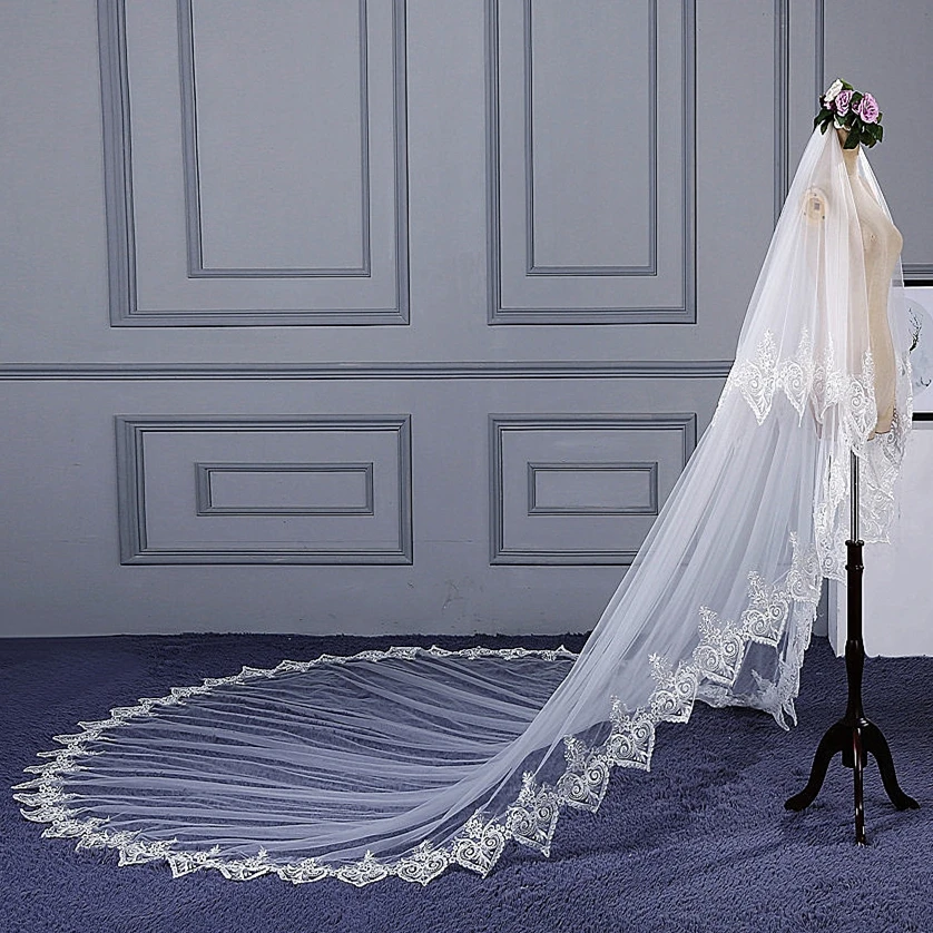 RSV88 реальные фотографии Yiaibridal со склада кружевная двухслойная Фата для