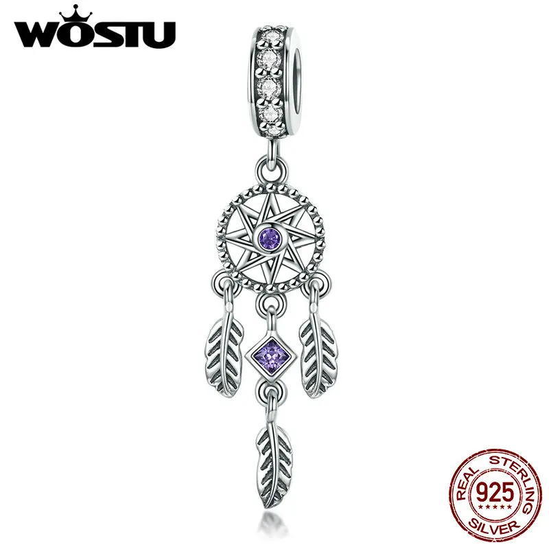 WOSTU Hot Sale Real 925 Sterling Silver Bohemia Dream Catcher Tassel Charms Bead For S925 Bracelet Pendant Jewelry DXC841 | Украшения и