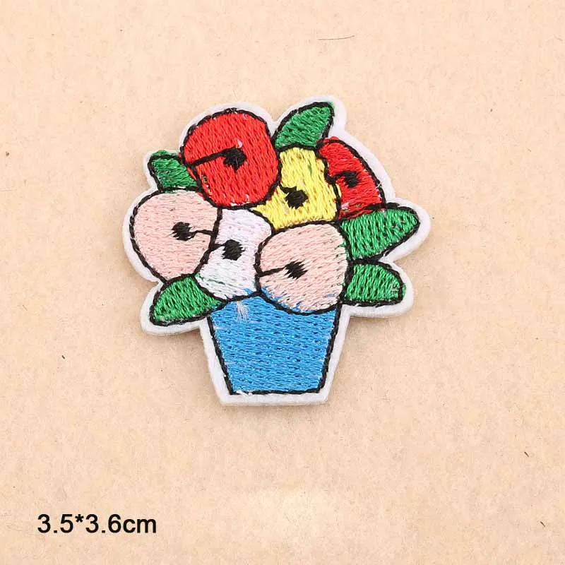 flower in basket Красочные Солнце гриб Единорог железа на вышитые одежды патчи для одежды наклейки одежда аксессуары - Цвет: flower in basket