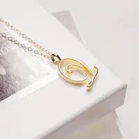 Small letter Label Simple Initial Logo alphabet Q Necklace Name Symbol English Initials Letters Charm Pendant Jewelry