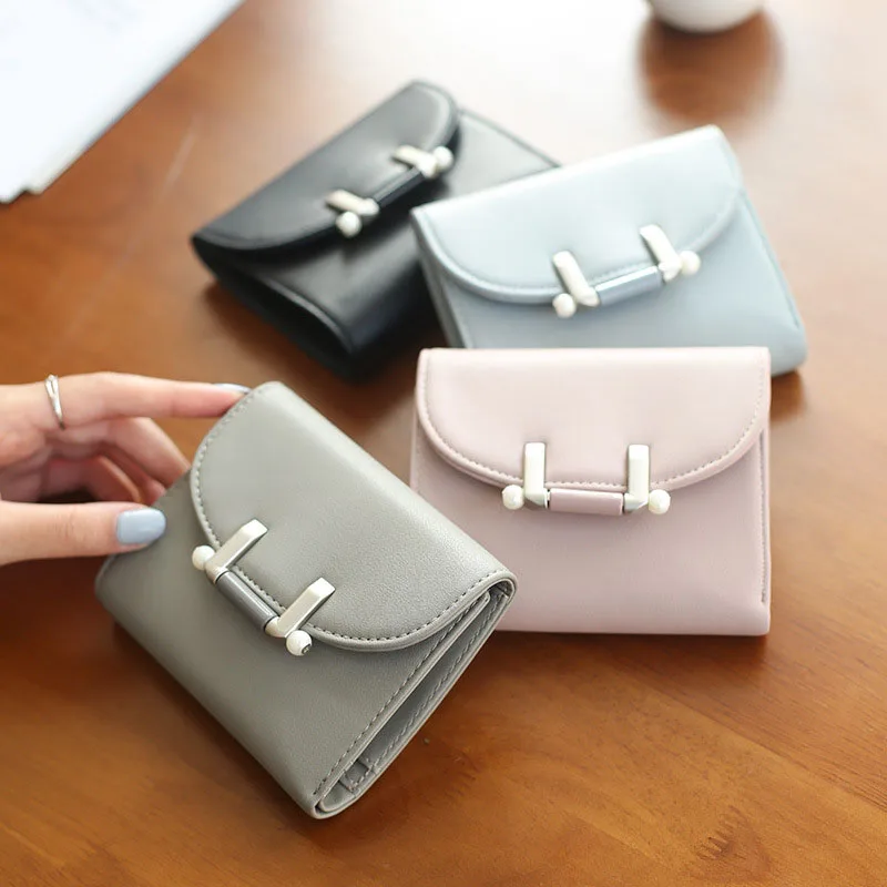 Популярный новый дизайн брендовый короткий женский кошелек на застежке