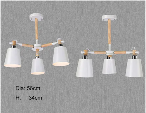 White 3 lights Скандинавский минималистичный металлический и деревянный кронштейн люстра E27 цветные люстры для кухни гостиной спальни кабинета - Body Color: White 3 lights