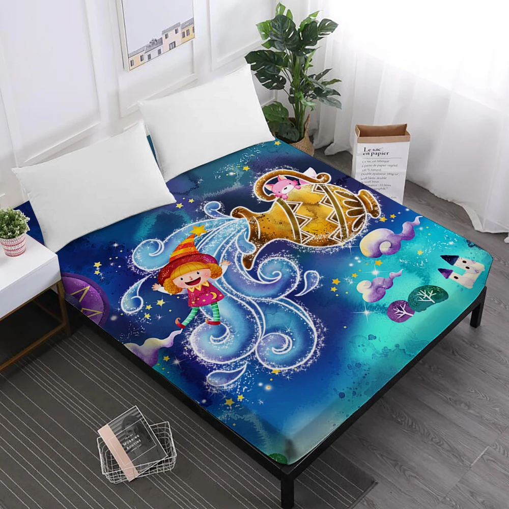 Постельное белье с красочным принтом Водолей простыня изображением двенадцати