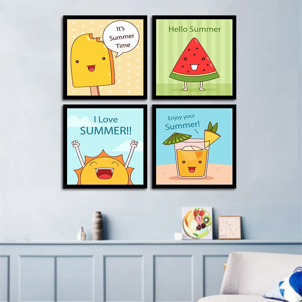 Арбуз солнце стена искусство холст скандинавские фото картина из мультфильма