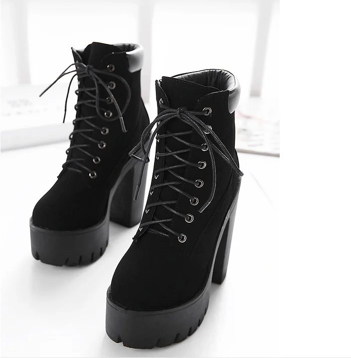 Fashion Women Boots Square Heel Platforms PU Leather Thigh High Pump Boots Motorcycle Shoes Hot Sale MAZIAO