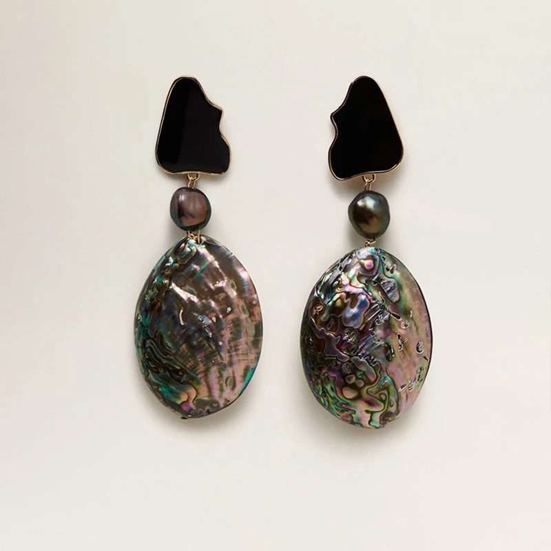 Модные висячие серьги в виде большого сердца для женщин, Boho Crystal Green Abalone Shell, массивные украшения, пляжные вечерние, подарок ZA