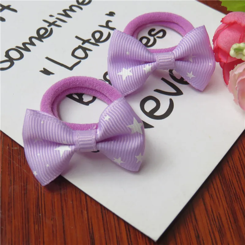 Color 25 Hair Ring 2 шт./лот, заколка для волос с милой звездой и маленьким бантом для девочек, детские эластичные резинки для волос, резинка для волос, зажимы, аксессуары для волос для детей - Цвет: Color 25 Hair Ring