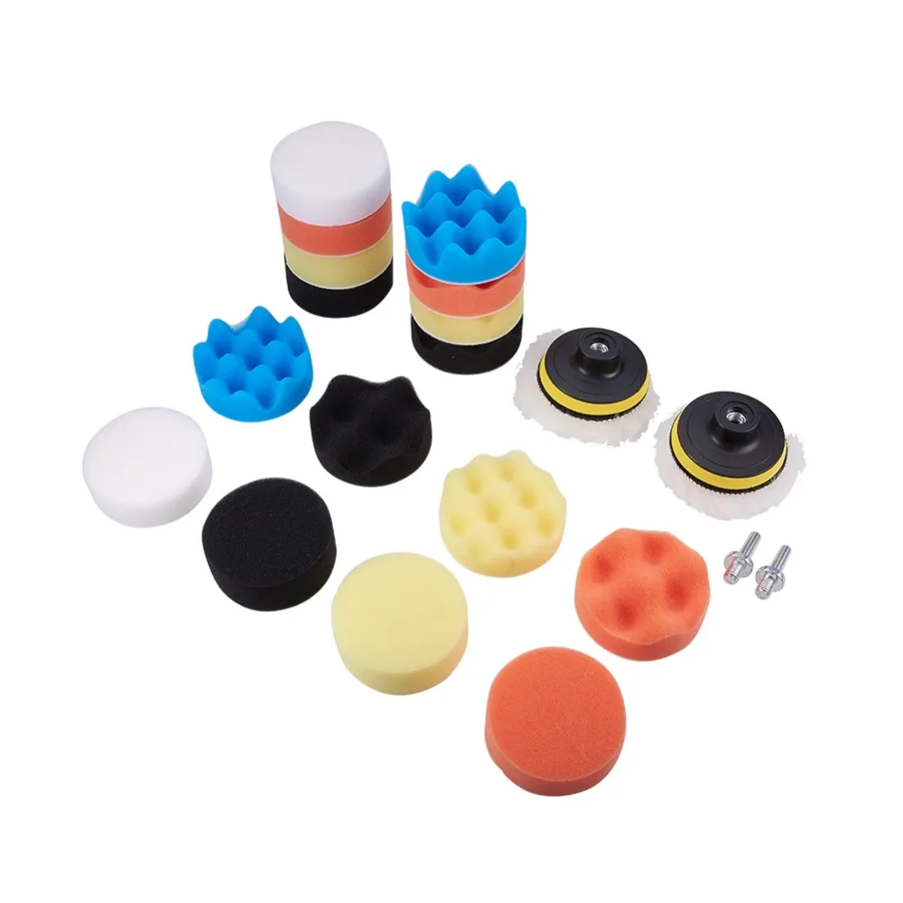 22pcs/set 3 inches Car Wash Sponge Compound Drill Buffing Pads Kit for Sanding Polishing Waxing Sealing Glaze | Автомобили и