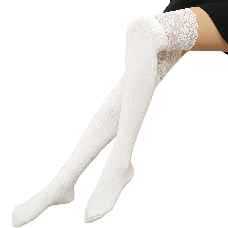 Женские кружевные чулки сексуальные теплые облегающие длинные хлопковые