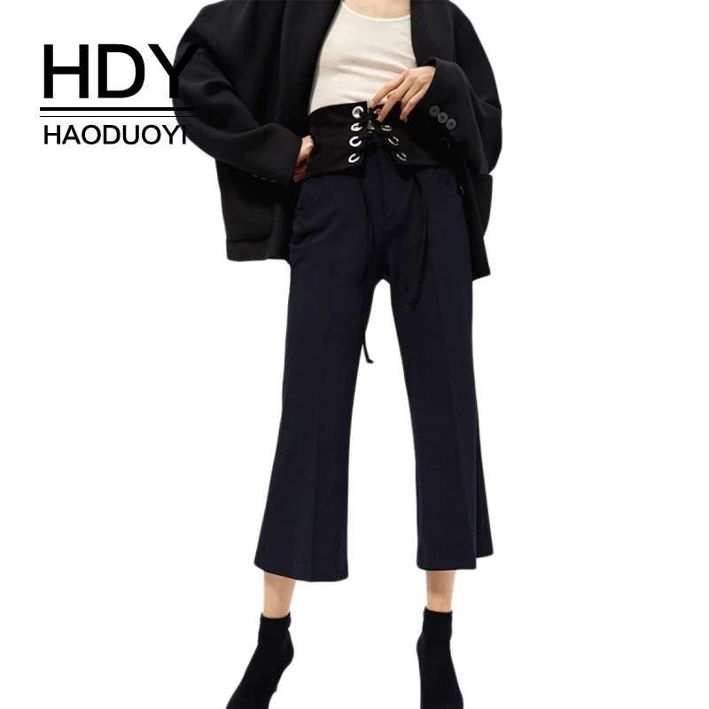 HDY Haoduoyi модные женские брюки клеш колокол низ для офиса элегантные штаны с