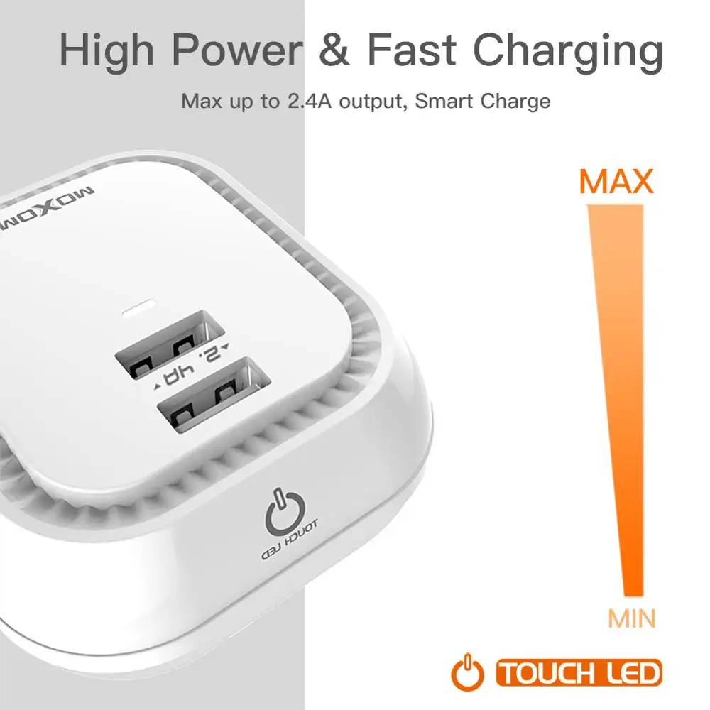 Зарядное устройство для быстрой зарядки MOXOM USB зарядное iPhone Samsung настенное со