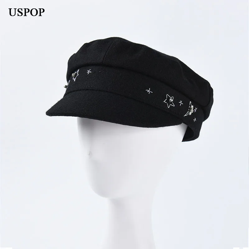 Женская шерстяная шапка USPOP Newsboy зимняя Шерстяная кепка на плоской подошве с