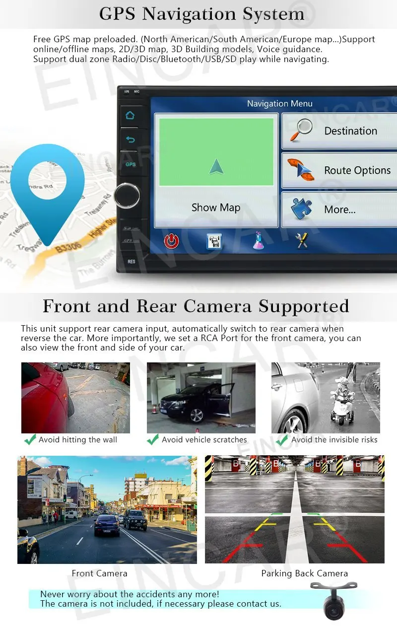 Eincar задняя камера + Android 6 0 GPS стереооборудование для автомобиля автомобильное