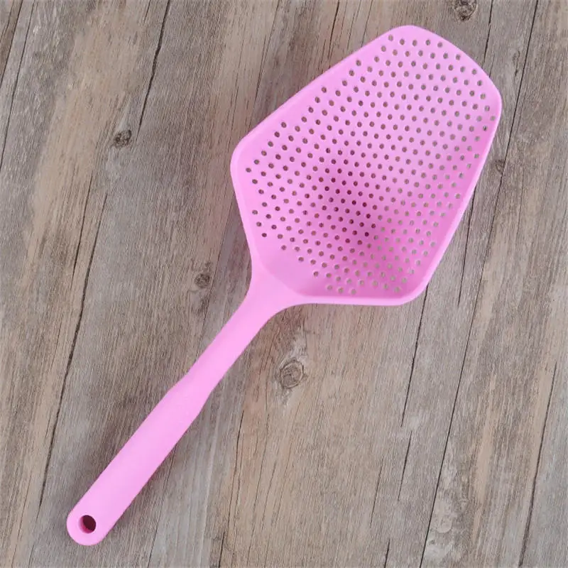 Pink Многофункциональные длинные фильтры для дуршлага ложка Кухонная лопатка дуршлаг пластиковая антипригарная лопатка для льда кухонные инструменты фильтр - Цвет: Pink
