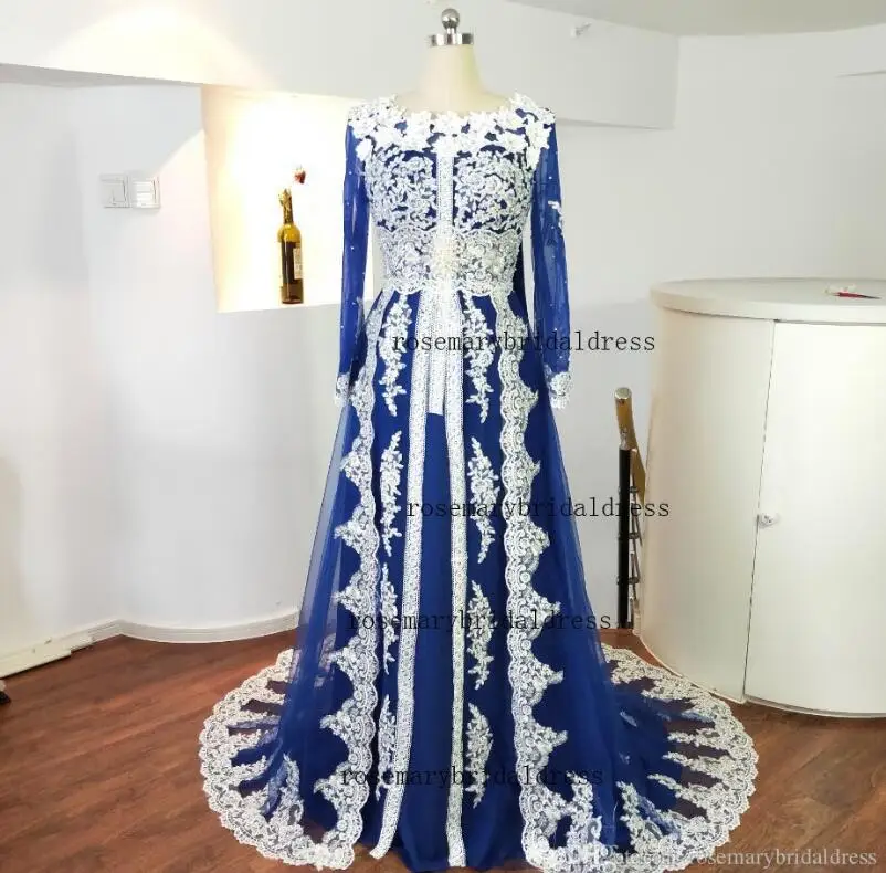 Тёмно-синий Роскошное вечернее платье Marocain Islamic abaya в Дубае с длинным рукавом, платья для выпускного вечера, марокканский кафтан, Новое поступление, Настоящее платье - Цвет: Тёмно-синий