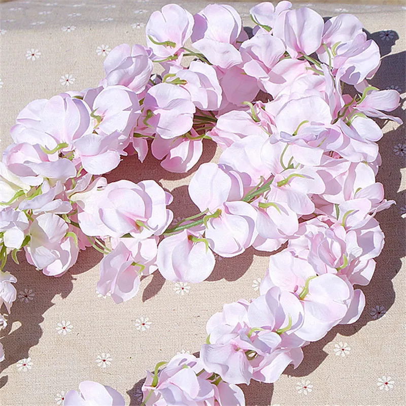 11 шт. Искусственный Цветок Глициния лоза 120 см один Silk140 цветы серии DIY растение домашнее свадебное украшение для стены фон - Цвет: light pink