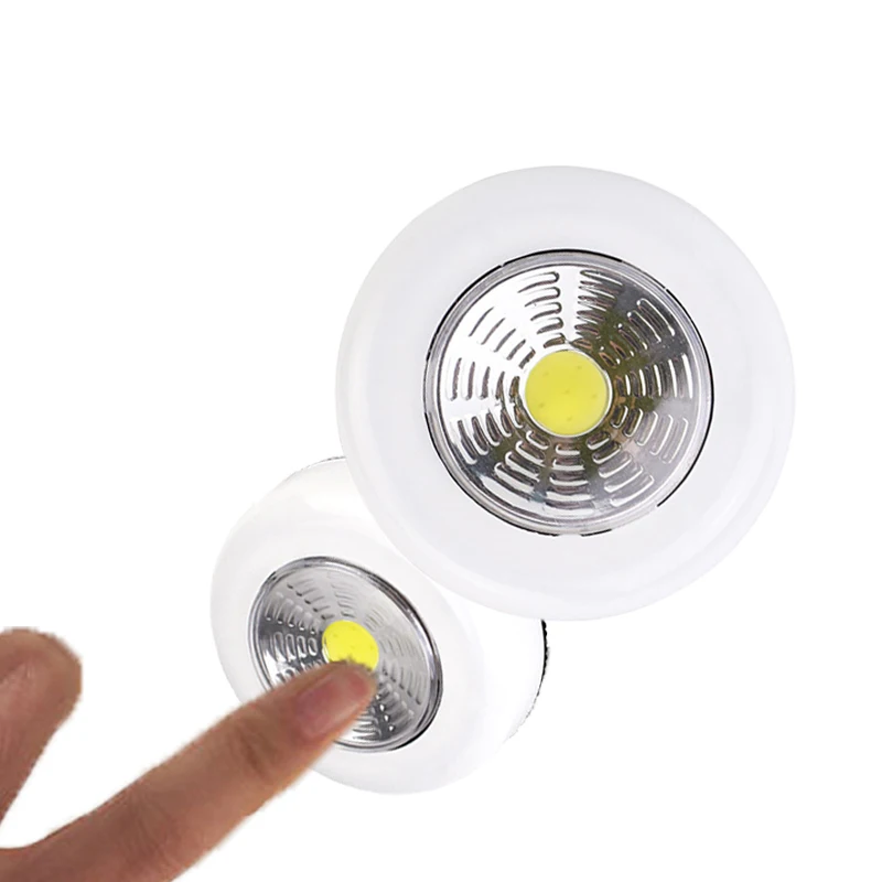 

6 Pcs Led Night Lamp Mini Push Switch Emergency Night Light High Bright For Cabinet Closet Wall Round Touch Portable Cob Lights