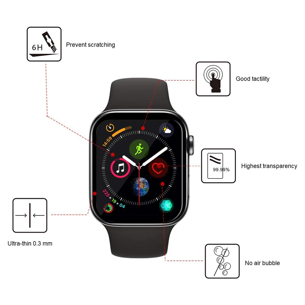 Стекло для Apple Watch 4 44 мм 40mm чехол iwatch ремешок 42 38 3D Полный закаленное протектор