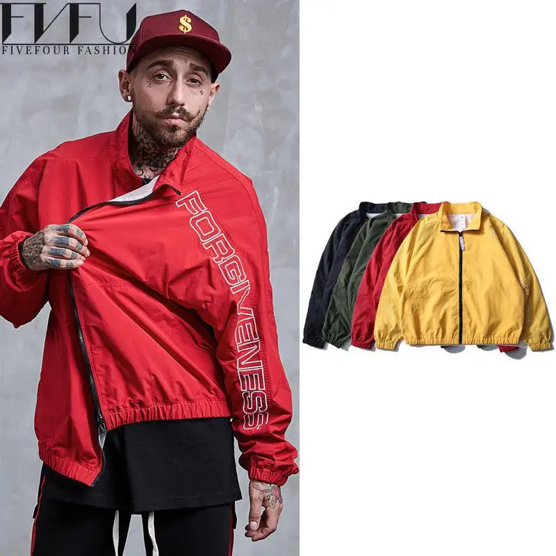 2017 Новая мода Куртки Для мужчин осень зима буквы Вышивка ветровка High Street