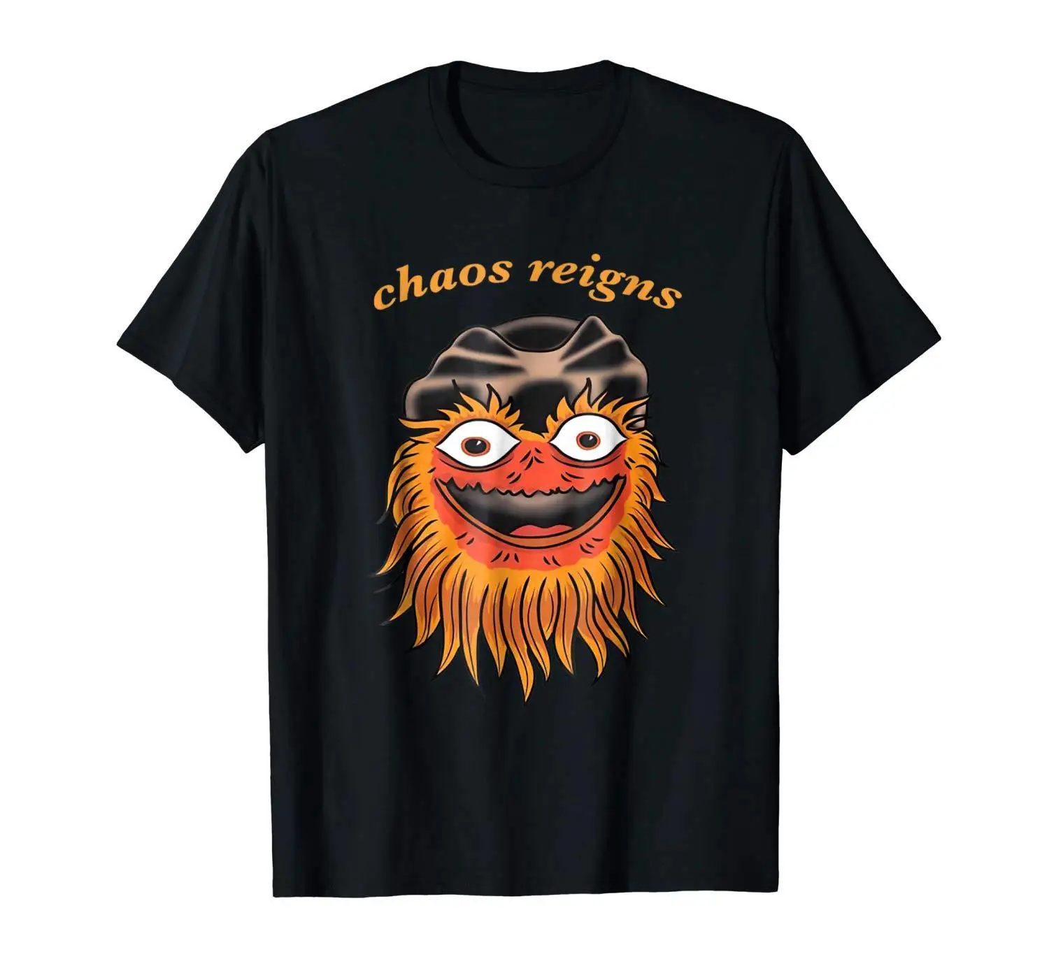 Chaos Reigns Gritty Philadelphia хоккейный талисман забавная черная футболка мультяшная для