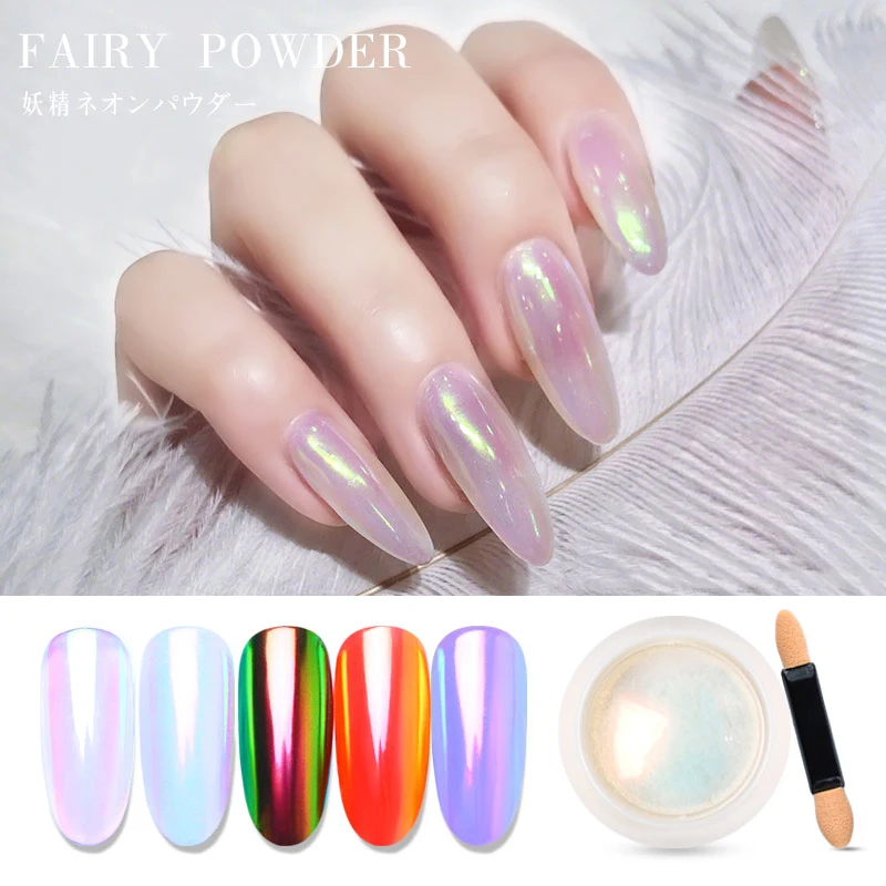 1 коробка Переливающаяся жемчужная оболочка пудра Хамелеон неоновый лак для ногтей порошок с зеркальным эффектом DIY хромированная пыль пигмент УФ гель лак украшения