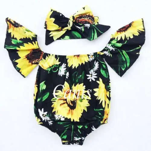 PUDCOCO/Летняя Одежда для новорожденных боди с подсолнухом маленьких девочек