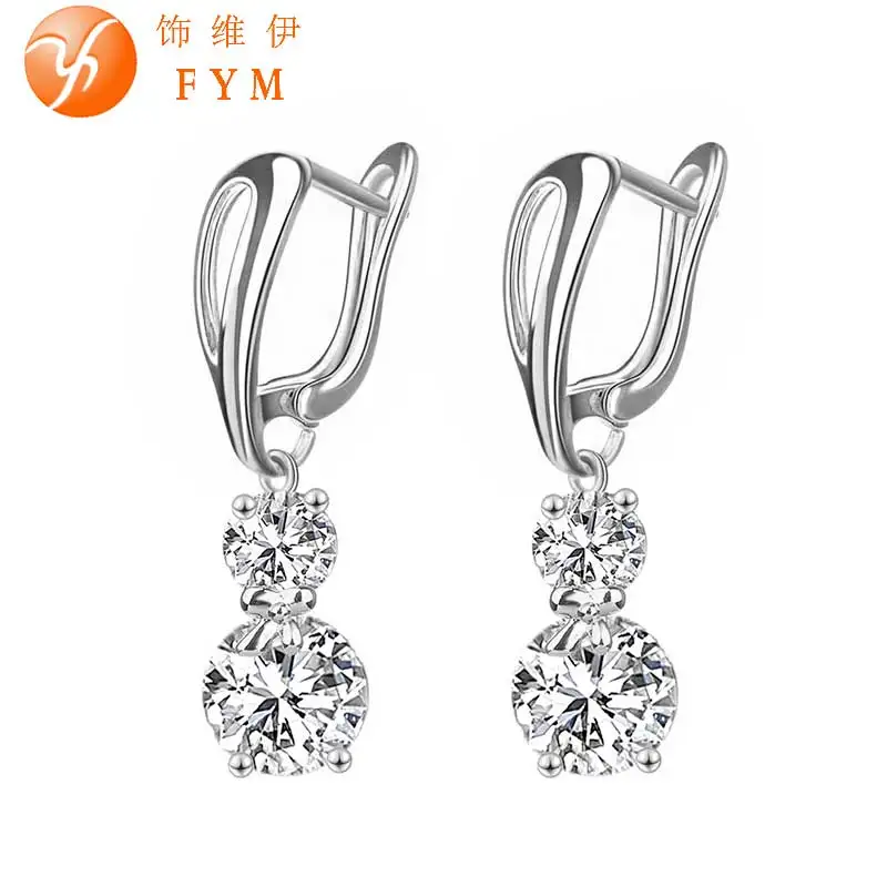 Женские серьги обручи с бантом и фианитом ER0122|fashion hoop earrings|hoop earringscz earrings |