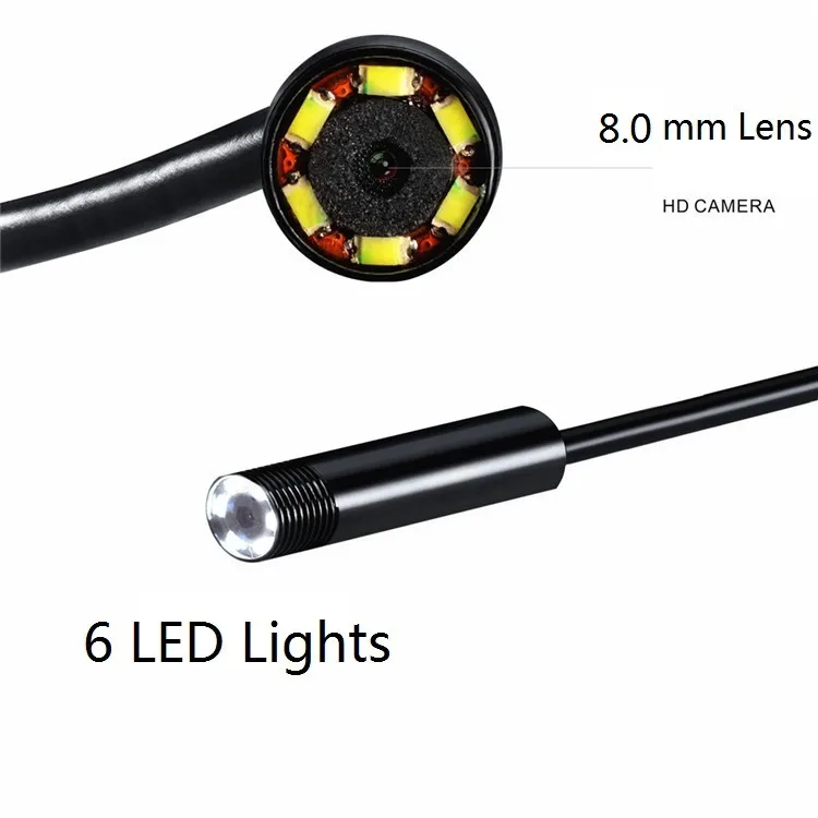 7 мм HD 720P 2MP 2in1 Micro USB эндоскоп 5/10 м мягкий кабель 6LED объектив Водонепроницаемый Android/ПК Трубочная видеокамера со смотровым бороскопом Камера