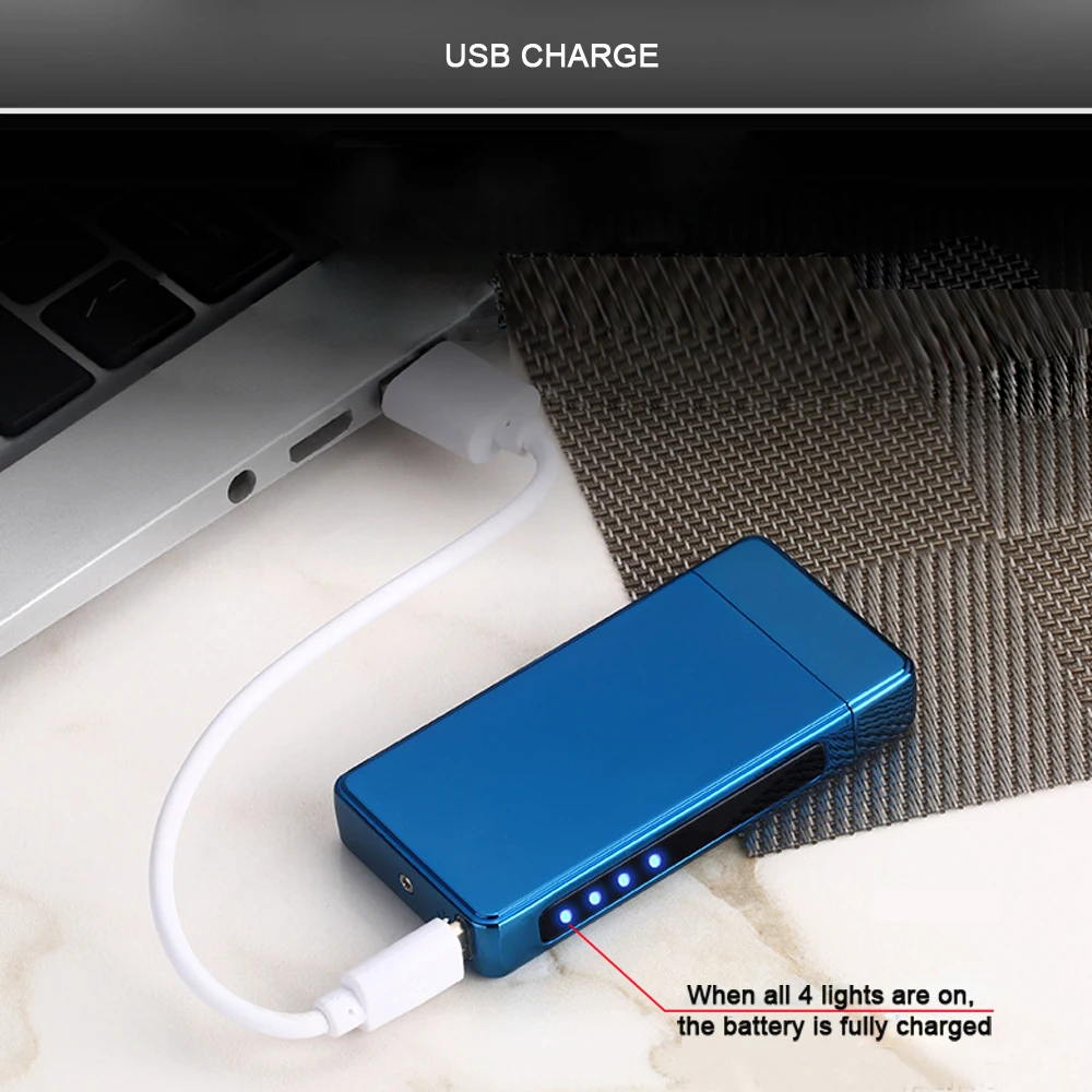 USB легче Hopingfire 2018 ветрозащитный электронные Перезаряжаемые двойной дуги