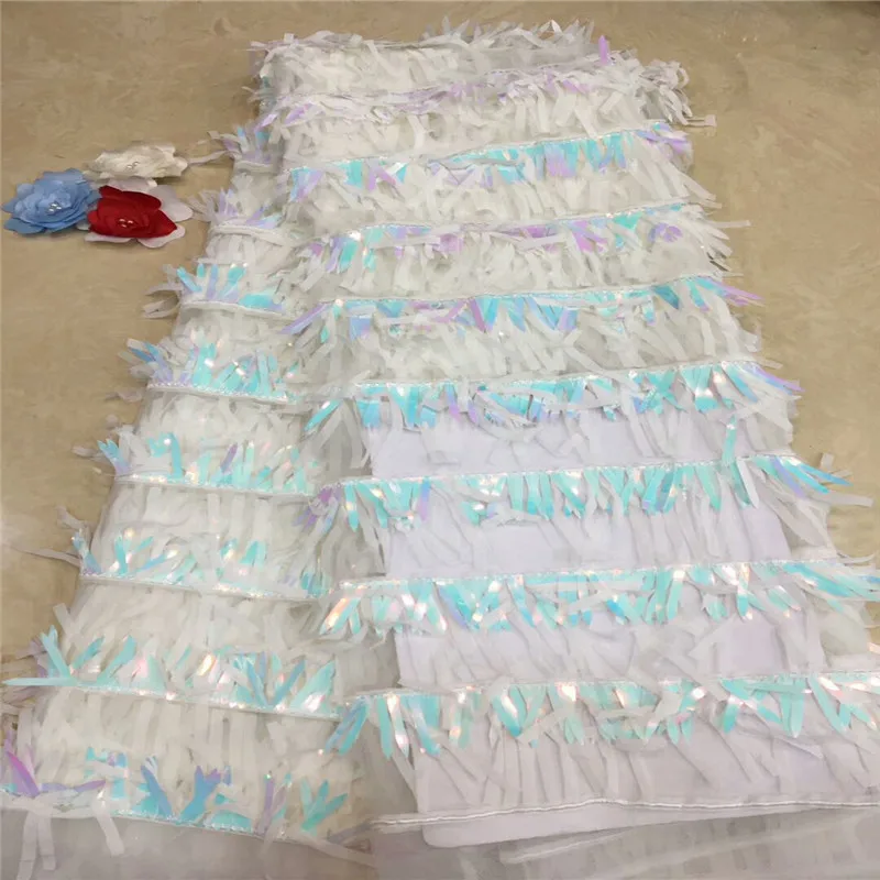 3D Appliqued 2019 French Lace Fabric Wedding High Quality African Tulle 5Yard Flowers Embroidered xc80-57 | Дом и сад